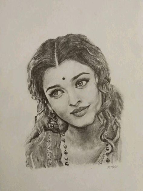 not mine. credit goes to the respected owner Aishwarya Rai Pencil Sketch, Indian Pencil Sketches, Indian Paintings Easy, Indian Drawing Pencil, Aishwarya Rai Painting, Aishwarya Rai Sketch, Bengali Art Sketch, Bollywood Doodle, Celebrity Portraits Drawing Sketch