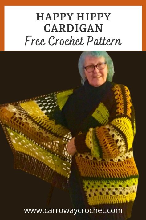 Hexagon Cardigan Crochet Pattern Free, Crochet Sweater Pattern Free Easy, Hippy Cardigan, Hippie Crochet Patterns, Carroway Crochet, Free Crochet Cardigan, Diy Crochet Cardigan, Friends Crochet, Fall Outfits 2023