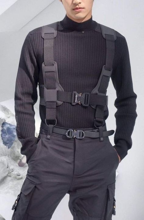 Mens Dystopian Fashion, Men Combat Outfit, Combat Fashion Mens, Scifi Fashion Men, Mens Cyberpunk Outfits, Combat Wear Men, Tech Wear Fashion Men, Male Tactical Outfit, Combat Outfits Men