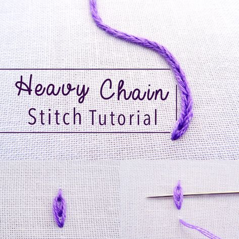 Heavy chain stitch is similar to regular chain stitch, except it creates a wider, thicker band for those times when you want to make a bold statement. Tambour Stitch, Embroidery Brazilian, Tambour Hook, Tambour Lace, Crewel Embroidery Tutorial, Book Embroidery, Brazilian Embroidery Stitches, Embroidery Workshop, Amazing Embroidery