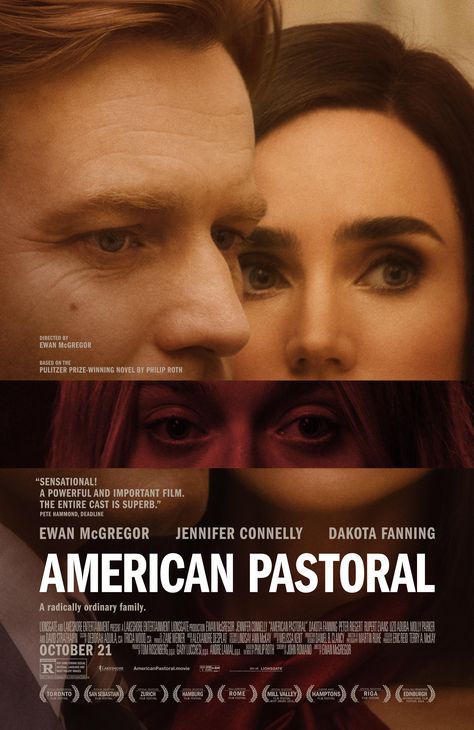 AMERICAN PASTORAL starring Ewan McGregor, Jennifer Connelly & Dakota Fanning | In select theaters October 21, 2016 American Pastoral, Philip Roth, Trainspotting, Dakota Fanning, Movies 2016, Ewan Mcgregor, English Movies, Jennifer Connelly, Beauty Queen