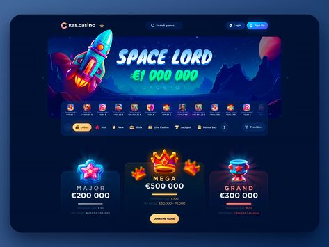 Dark Website, Casino Design, Blue Website, Jackpot Casino, Gaming Banner, Column Design, Game Ui Design, Platform Game, Online Gambling