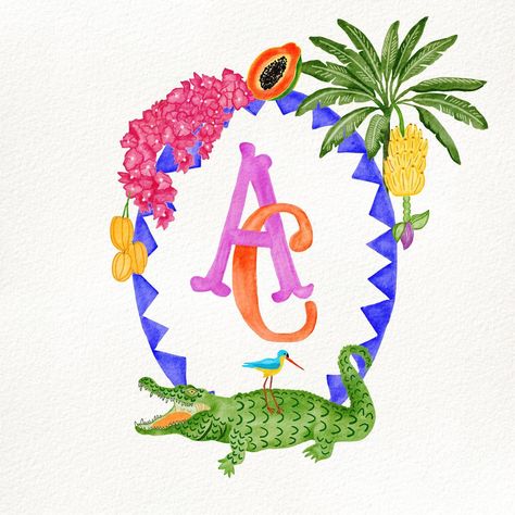 Pickled Pulp Illustration by Andrea Wild (@pickledpulp) • Instagram photos and videos Pulp Illustration, Salt Rock, Watercolor Monogram, Wedding Crest, Branding Design Packaging, Wedding Illustration, Craft Wedding, Wedding Logos, I Wallpaper