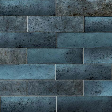 Long Island Mosaics & Tile Ibiza 2" x 10" Ceramic Brick Look Subway Wall & Floor Tile - Wayfair Canada Bold Accent Wall, Blue Subway Tile, Antique Bar, Herringbone Tile, Bathroom Shower Tile, Ceramic Wall Tiles, Wall And Floor Tiles, Color Tile, Subway Tile