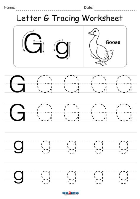 Letter G Tracing, Free Handwriting Worksheets, Tracing Letters Preschool, Handwriting Worksheets For Kids, Free Handwriting, Tracing Worksheets Preschool, Kindergarten Curriculum, Free Printable Letters, Preschool Letters