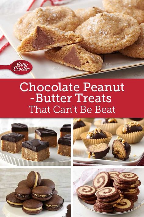 Chocolate and peanut butter are flavors that are truly better together, especially in these recipes for indulgent cookies, bars and fudge. Can you think of a better way to spruce up your cookie tray this Christmas? Betty Crocker Peanut Butter Cookie Ideas, Indulgent Cookies, Betty Crocker Peanut Butter Cookies, Betty Crocker Sugar Cookies, Baked Donut, Yummy Bites, Betty Crocker Recipes, Peanut Butter Cookie Dough, Cookies Bars