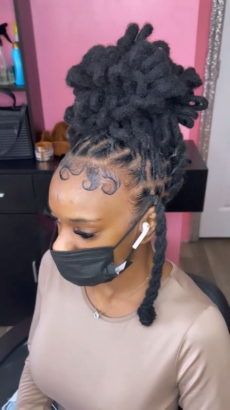 Loc Petal Styles, Cute Loc Styles For Women, Locs Styling, Loc Petals, Lock Hairstyles, Dreadlocks Hairstyle, Invisible Locs, Diva Hair, Curly Drawstring Ponytail