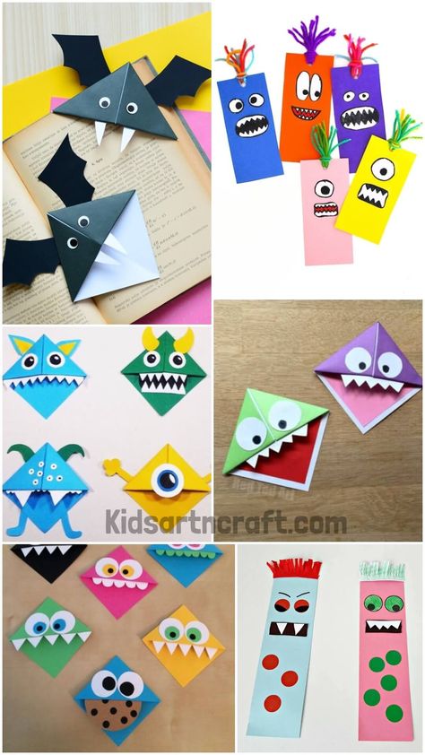 DIY Monster Bookmarks for Kids Diy Bookmarks For Students, Kids Bookmarks Diy, Bookmark Crafts For Kids, Bookmarks Diy Kids, Make Your Own Monster, Plan Lector, Fun Bookmarks, Monster Bookmark, Class Mom