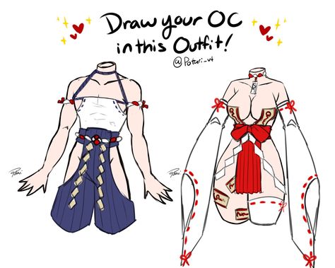 Draw Ur Oc, Draw Ur Oc In This Outfit, Draw Your Oc, Shrine Maiden, Oc Challenge, Art Style Challenge, Creative Drawing Prompts, Clothing Design Sketches, Clothes Korean Style