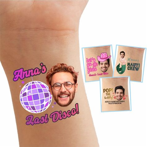 PRICES MAY VARY. Personalized Temporary Tattoos - Make a bold statement with face custom tattoos for a bachelorette party that's both unique and unforgettable. These personalized bachelorette party tattoos add a touch of flair to the festivities, creating a sense of unity and excitement among the attendees Best for Bachelorette Party - With picture temporary tattoos, you can immortalize the spirit of your bachelorette party while adding a special and customized touch to the festivities. Custom f Hens Games, Bachelorette Party Tattoos, Bachelorette Party Tattoo, Hen Games, Bride Tattoo, Bachelorette Tattoos, Hen Party Favours, Personalized Bachelorette, Custom Tattoos