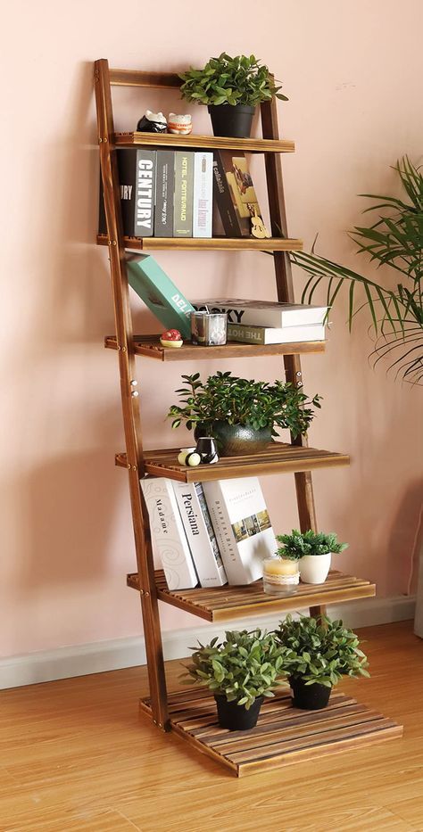 PRICES MAY VARY. {Practical And Versatile} The ladder shelf is so simple and classic, it is suitable for any space in the home, such as living room, bedroom, bathroom, corridor, kitchen or balcony. This is an ideal choice for you to decorate your house and display some works of art. {Unique Style}There are many styles of bookcases that provide reliability and fashion. Constructed with natural wood, it can add a modern and rustic look to any room. Each bookshelf can hold up to 60 pounds, and you Kitchen Open Concept, Books And Plants, Wallpaper Plant, Decor Corner, Leaning Shelf, Do It Yourself Decoration, Aesthetic Plant, Display Bookcase, Shelves Design