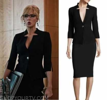 Yellowstone: Season 4 Episode 7 Beth's Black Inverted Collar Jacket | Shop Your TV Beth Dutton Style, Yellowstone Outfits, Suit With Skirt, Cowgirl Style Outfits, Beth Dutton, Office Casual Outfit, Work Chic, Country Fashion, Black Dress Outfits