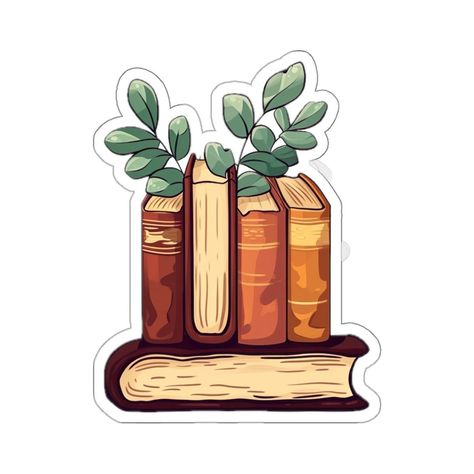 Cool Laptop Stickers Printable, Book Shelf With Plants, Book Stickers Aesthetic, Cute Book Stickers, Shelf With Plants, Reading Journal Stickers, Cozy Stickers, Plants Stickers, Cool Laptop Stickers