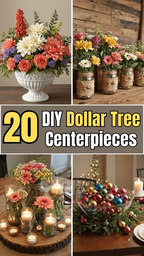 Center Table Arrangements, Easy Small Table Centerpieces, Budget Table Centerpieces, Diy Engagement Centerpieces, Diy Dollar Tree Flower Arrangements, Central Pieces Ideas, Flower Centerpieces For Party Diy, Diy Centerpieces For Party Cheap, Table Decorations For Party Birthday Centerpieces Flower Arrangements