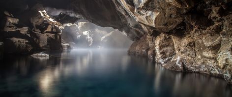 black and gray floral textile #ultra-wide #2K #wallpaper #hdwallpaper #desktop Cave Photography, Cave Pool, Underwater Caves, Natural Cave, Bg Design, Thermal Spring, Hot Spring, Iceland Travel, Landscaping With Rocks