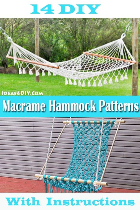 Try making some cool DIY Macrame Hammock Patterns with Instructions! #Macrame #MacrameHammock #MacramePatterns Macrame Hammock Chair Pattern, Diy Macrame Hammock, Macrame Hammock Pattern, Homemade Hammock, Hammock Pattern, Hammock Diy, Diy Hammock Chair, Crochet Hammock, Macrame Hammock Chair