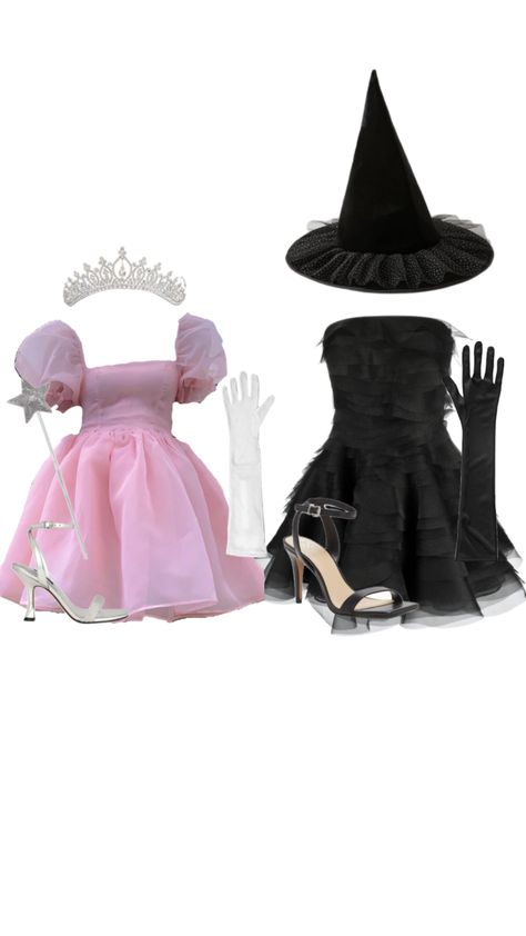 Wicked Glinda Costume, Wicked Costumes Halloween, Glenda And Elphaba Costume, Wicked Halloween Costume, Elphaba Halloween Costume, Wicked Outfit Ideas, Glinda And Elphaba Costume, Wicked Inspired Outfits, Galinda Costume