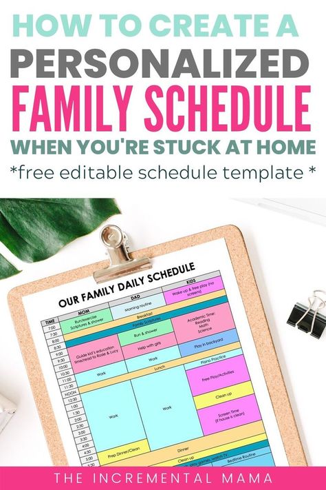 Stuck at home and trying to create a realistic schedule for your family? Grab a free editable daily schedule template and create a personalized schedule that works for you and your family. Family Organization Wall, Family Scripture, Daily Routine Schedule, Motherhood Advice, Amazon Work From Home, Mom Routine, Organizing Life, Daily Schedule Template, Family Tips