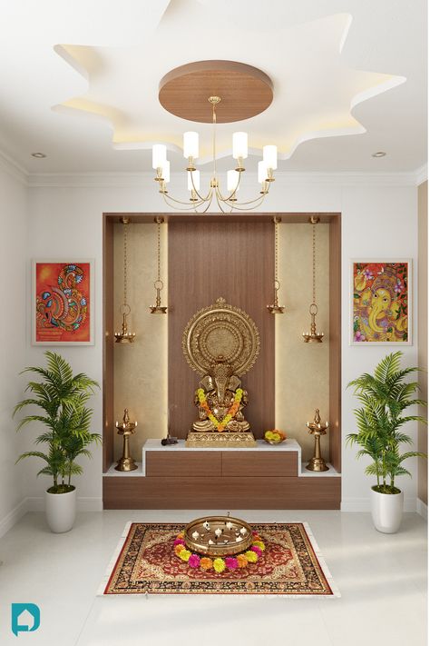 Pooja Room Decoration Ideas Small Pooja Room Ideas, Pooja Room Ideas Indian, Pooja Room Decoration, Indian Room, Indian Room Decor, India Home Decor, Temple Design For Home, Ethnic Home Decor, Pooja Room Door Design