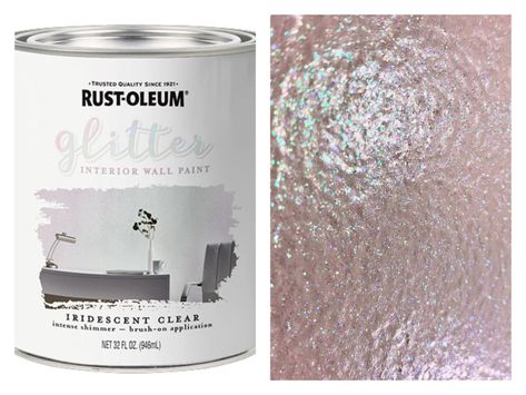 Glitter Paint! Rust-Oleum Interior Glitter Paint creates a subtle to intense luster to interior walls. We experimented with mixing glitter paint and layering over interior wall paint. #glitterpaint #walls #unicornfinish Rustoleum Glitter Paint Wall, Bedroom Paint Ideas Accent Wall, Glitter Ceiling, Glitter Accent Wall, Bedroom Paint Ideas, Glitter Paint For Walls, Glitter Room, Diy Wand, Interior Wall Paint