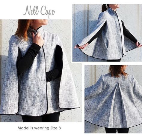 The Nell Cape, For our Amazon customers, the multi sized pattern shouldn't be too far off ... | StyleArc Cape Sewing Pattern, Cape Sewing, Easy Sewing Patterns Free, Cape Pattern Sewing, Style Arc, Tips Sewing, Tunic Sewing Patterns, Cape Fashion, Cape Pattern