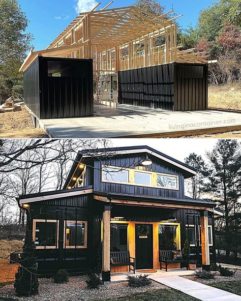 Container Conversions, Shipping Container Home Designs, Storage Container Homes, Container Cabin, Shipping Container House Plans, Container Buildings, Building A Container Home, Hemma Diy, Barndominium Ideas Interiors