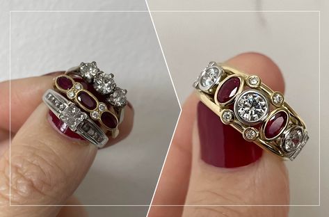 Wedding Ring Redesign, Jewelry Redesign, Transformation Tips, Ring Redesign, Hippie Goth, Punk Vintage, Marquise Diamond, Diamond Rings, Custom Jewelry