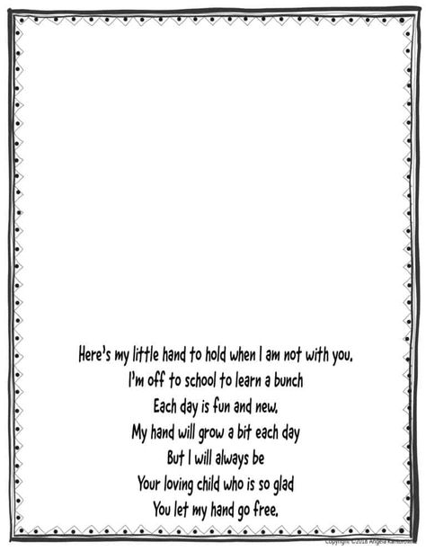 First Day Of School Handprint Poem Free Printable, First Day Of School Poem For Parents, First Day Poem, First Day Of School Poem, Hand Poem, Starters Ideas, Hands Poem, Back To School Poem, Handprint Poem