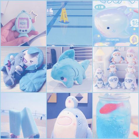 Cute Mood Boards Aesthetic, Pictures For Mood Boards, Ocean Aesthetic Moodboard, Art Inspo Board, Random Items Photography, Shark Color Palette, Character Mood Boards Story Inspiration, Blue Calm Aesthetic, Oc Mood Board