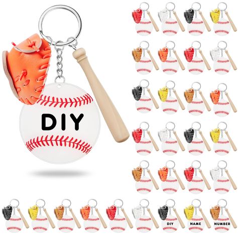 PRICES MAY VARY. Abundant Quantity: you will get 30 sets of baseball keychains, each keychain contains a wooden bat, an acrylic plate that can be DIY, and a small baseball glove, enough to meet your uses and replacement needs, and you can also share them with others Proper Size to Use: the baseball keychain set is compact and delicate, the wood bat is about 2.95 inch long, the acrylic plate is about 2.36 inch in diameter, and the glove is about 1.96 inch, proper for you to hang on the bags, whic End Of Season Tball Gifts For Players, Baseball Team Gifts End Of Season, End Of Season Baseball Gifts For Players, Baseball Goodie Bags For Players, Baseball Gift Ideas, Baseball Keychains, Baseball Team Gift, Sports Party Favors, Baseball Ornaments