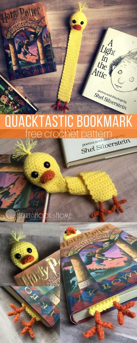 This little quacktastic duck bookmark is perfect for Easter baskets and excellent for young readers. If you are brand new to amigurumi (stuffed crochet) this is also a great little project to get your feet wet! Duck Bookmark, Crochet Bookmarks Free Patterns, Bookmark Diy, Penanda Buku, Crochet Bookmark Pattern, Crochet Bookmark, Crochet Mouse, Crochet Bookmarks, Easter Crochet