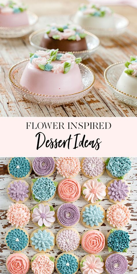 Flower Inspired Desserts at Jenny Cookies Bake Shop | Whether you're looking for a Mother's Day treat idea or summer party desserts, these are some of our favorite flower inspired desserts. || JennyCookies.com Muffin Decoration Ideas, Muffins Decoration Ideas, Mother’s Day Treats, Muffin Decoration, Floral Desserts, Flower Treats, Wonderland Food, Summer Party Desserts, Muffins Decoration