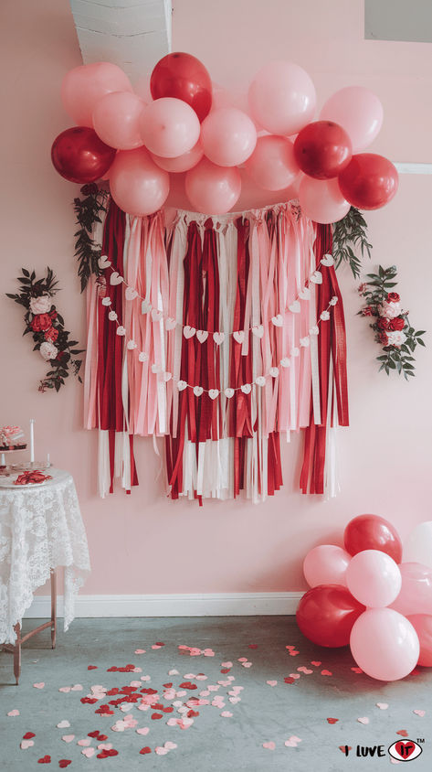 21 Simple and Stylish Galentine’s Party Decor Ideas - I Luve It Galentines Party Decor Tea Party, Galentines Party Decor Birthday, Diy Love Sign, Pink Valentines Decorations, Diy Pink Decorations Party, Pink Red Party Decorations, Galentines Party Decor For Kids, Galentines Party Tablescape, Kids Valentines Party Decorations