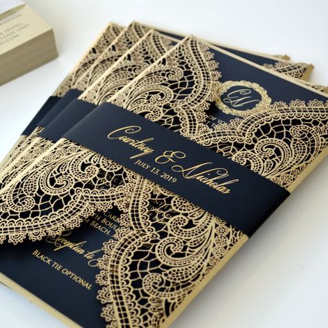 Lace Invitations, Unique Wedding Cards, Lace Inspiration, Creative Wedding Invitations, Black Wedding Invitations, Acrylic Wedding Invitations, Lace Wedding Invitations, Paper Lace, Laser Cut Wedding Invitations