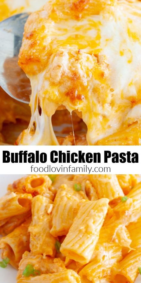 Baked Buffalo Chicken Pasta, Buffalo Chicken Alfredo Bake, Chicken Recipes Buffalo, Chicken Cheese Pasta, Recipes Rotisserie Chicken, Easy Homemade Buffalo Sauce, Buffalo Chicken Pasta Bake, Buffalo Pasta, Baked Chicken Pasta Recipes