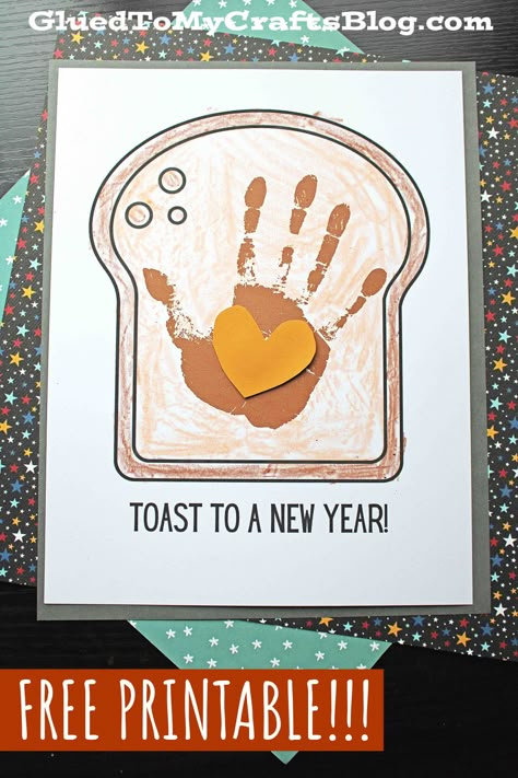 2024 Crafts For Preschool, 2024 Crafts For Toddlers, New Years Eve Handprint Craft, New Years Eve Arts And Crafts For Kids, Toast To The New Year Craft, New Year Crafts For Kids 2024, New Year’s Eve Crafts Preschool, New Years Crafts For Toddlers 2024, New Year’s Crafts For Preschoolers