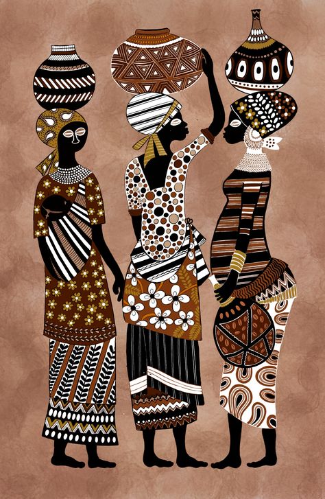 African Style Paintings, Africa Art Design Culture, African Portraits Art, African Art Projects, Africa Art Design, African Quilts, African Women Art, African Crafts, Afrique Art