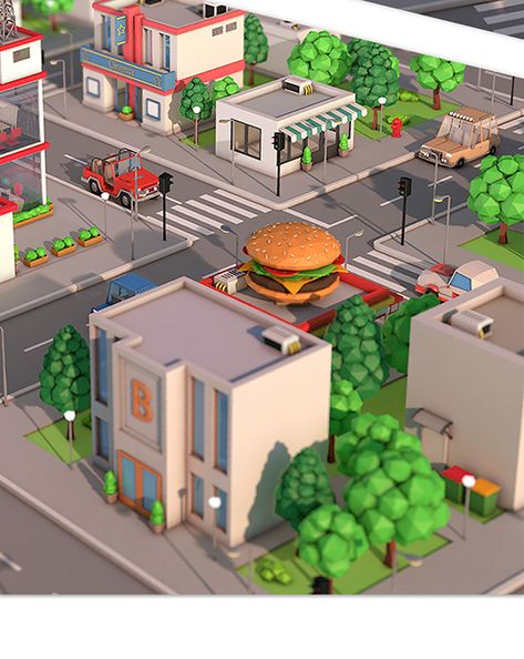 Low Poly City, Lowpoly 3d, Idle Game, City Games, Rumah Minecraft, Low Poly Games, City Cartoon, Isometric Art, Isometric Design