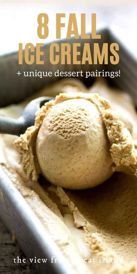 8 Fall Ice Cream & Dessert Pairings! Fall Ice Cream Recipes, Fall Ice Cream, Fall Desserts Pumpkin, Pumpkin Spice Ice Cream, Walnut Ice Cream, Chewy Ginger Cookies, Cranberry Thanksgiving, Holiday Ice Cream, Cranberry Dessert