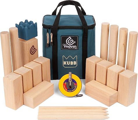 Amazon.com : GETMOVIN SPORTS Kubb Premium Rubberwood Set, Viking Chess Fun Outdoor Yard Game, Giant Board Game for The Beach, Lawn, or Party : Sports & Outdoors Kubb Game, Giant Yard Games, Viking Chess, Outdoor Yard Games, Yard Game, Fun Outdoor Games, Giant Games, Family Fun Games, Yard Games