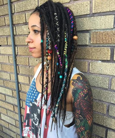 dreadlocs wrapped individual locs black women | 30 Creative Dreadlock Styles for Girls and Women Black Bob Hairstyles, Long Dreads, Dreadlock Styles, Dreads Styles, Dread Hairstyles, Half Updo, Dreadlock Hairstyles, Short Black Hairstyles, Hair Wraps