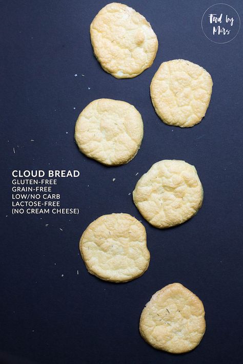 Easy Cloud Bread without cream cheese (lactose-free, grain-free, low-carb) Easy Cloud Bread, Pan Nube, Dairy Free Bread, Low Carb Sandwiches, Pan Sin Gluten, Desserts Keto, Cloud Bread, Free Cloud, Gluten Free Grains