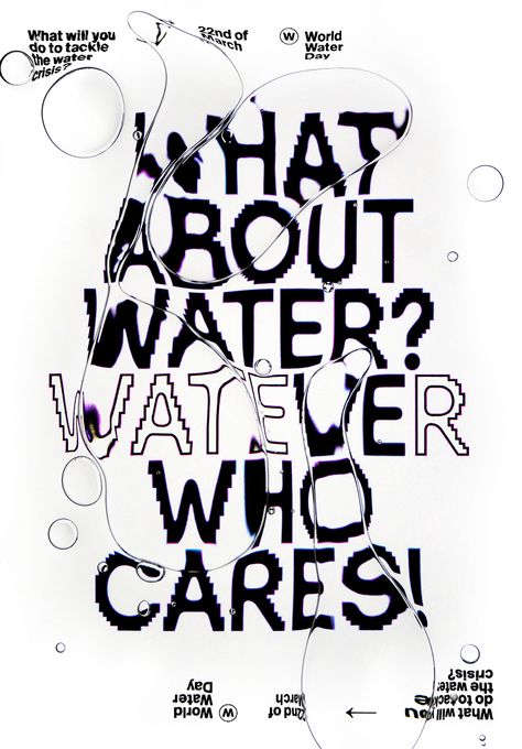 Tina Touli | Award Winning Design Studio | London - What about water? Award Design Graphics, Drop Graphic Design, Black And White Art Work, Typographie Inspiration, Typo Poster, Typography Graphic Design, 타이포그래피 포스터 디자인, Water Type, About Water