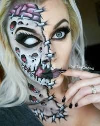 52 Reasons Halloween Makeup Has To Be Perfect - Gallery Halloween Makeup Girl, Half Face Halloween Makeup, Half Face Makeup, Fantasy Make-up, Halloween Make-up Looks, Horror Make-up, Skeleton Makeup, Halloween Makeup Pretty, Amazing Halloween Makeup