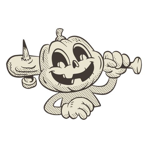 Pumpkin monster retro cartoon PNG Design Retro Halloween Cartoon, Rubber Hose Character, Retro Character Illustration, Retro Illustration Graphics, Cereal Cartoon, Monsters Tattoo, 1950s Cartoon, Fleischer Cartoons, Pumpkin Illustration Halloween