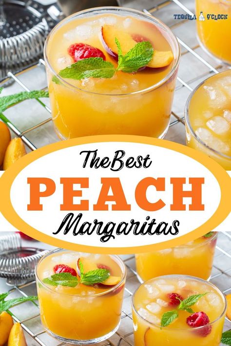 the best peach margaritas Homemade Peach Margaritas, Fresh Peach Margarita Recipe, Frozen Peach Margarita Recipe, Peach Margarita Recipe On The Rocks, Peach Mango Margarita Recipe, Peach Tequila Cocktail, Fresh Peach Drinks Alcohol, Peach Margarita Recipe, Tequila Cocktails Easy