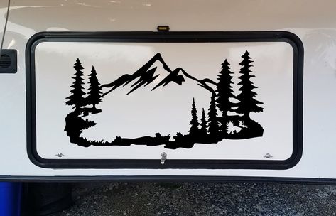 Rv Decals, Mountain Trees, Rv Travel Trailers, Star Decals, Custom Vinyl Decal, Glass Tumblers, Rv Camper, The Mountains Are Calling, Mountain Scene