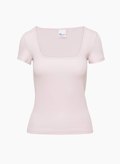 HOMESTRETCH™ SQUARENECK T-SHIRT | Aritzia Light Pink Tops, Basic Outfits, Dream Clothes, Ribbed Fabric, Fast Fashion, Casual Fits, Work Outfit, Dress To Impress, Shirt Designs