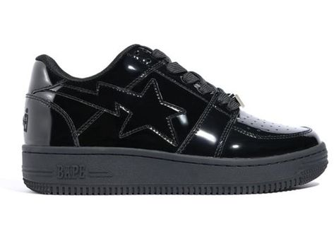 Check out the A Bathing Ape Bapesta Patent Black available on StockX https://stockx.com/a-bathing-ape-bapesta-patent-black Black Bape Shoes, Jimmy Shoes, Bape Shoes, Bape Sneakers, Bape Sta, Ape Bape, Cute Toe Nails, Cute Toes, Pink Men