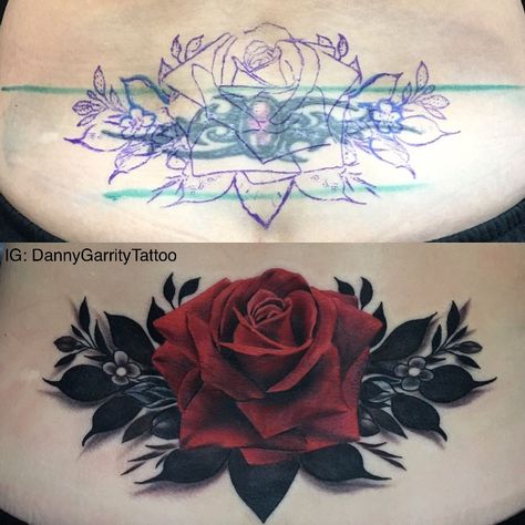 Rose Tattoo Cover Up, Tatuaje Cover Up, Lower Back Tattoo Designs, Cover Up Tattoos For Women, Tramp Stamp Tattoos, Rose Tattoos For Women, Girl Back Tattoos, Black Rose Tattoos, Tattoo Cover Up